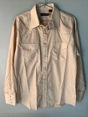 Roper Men's Long Sleeve Pearl Snap Shirt - Light Peach